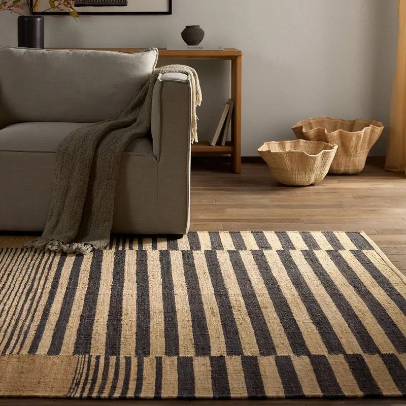 Jute Rug, Okapi - Black / Natural