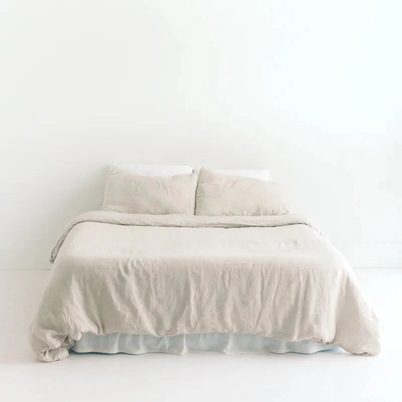 LINEN DUVET COVER SET -NATURAL CHAMBRAY HANDMADE IN KERALA, INDIA