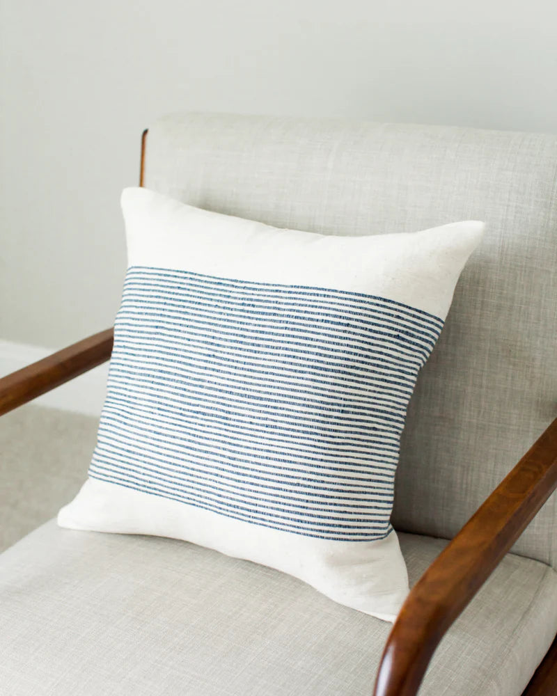 20" RIVIERA THROW PILLOW, NAVY HANDMADE IN ETHIOPIA