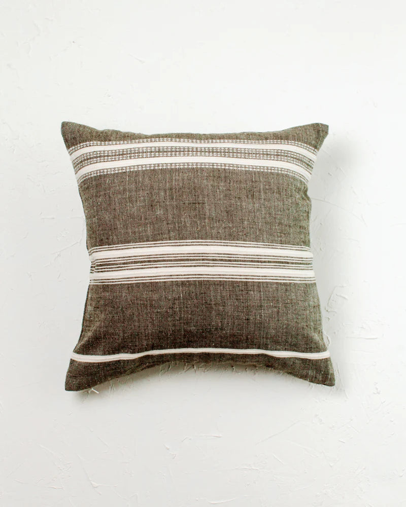 18" ADEN THROW PILLOW, GREY WITH NATURAL, HANDMADE IN ETHIOPIA