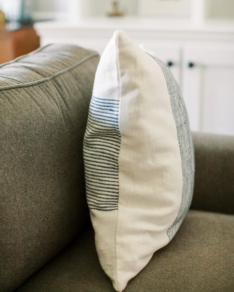 20" RIVIERA THROW PILLOW, NAVY HANDMADE IN ETHIOPIA