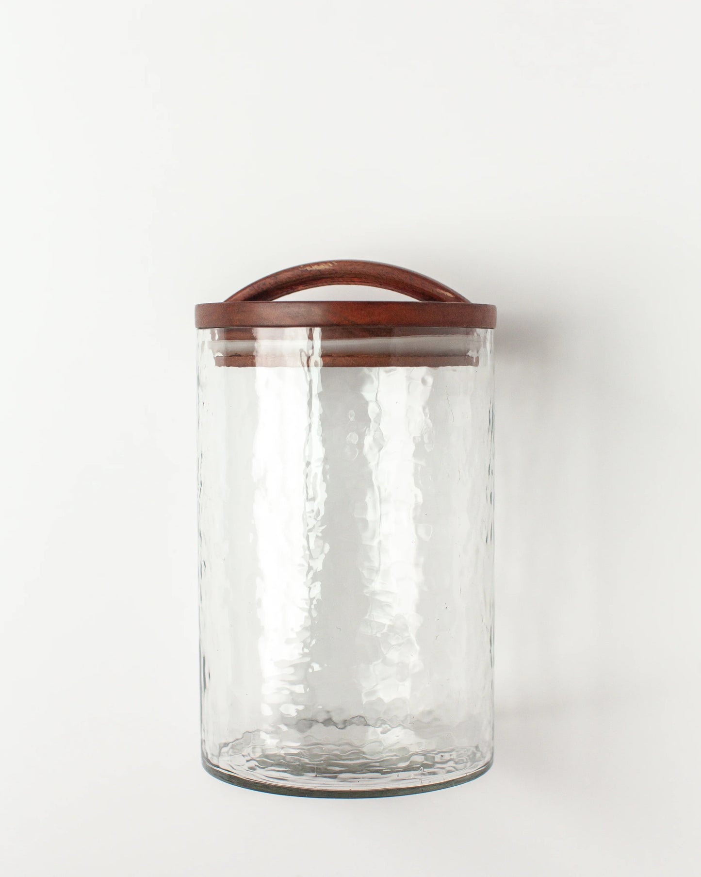 Handblown Hammered Glass Canisters with Wood Lid, Made in India