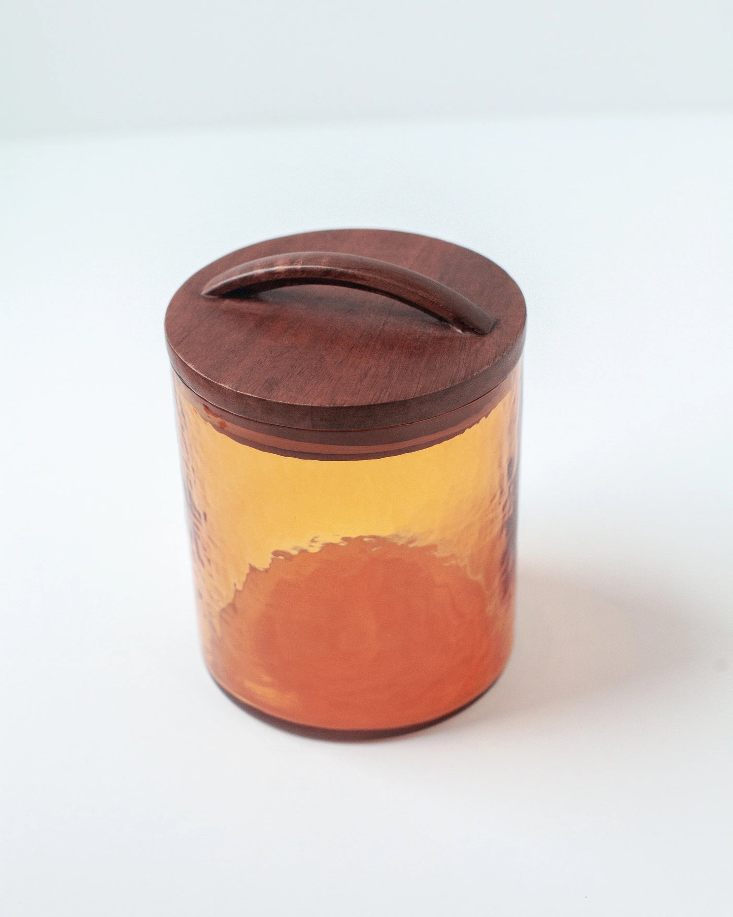 Handblown Hammered Glass Canisters with Wood Lid, Made in India