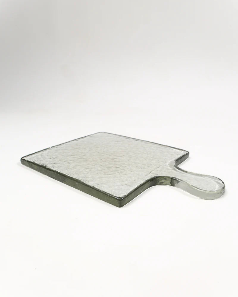 Handblown Hammered Glass Serving Board, Handmade in Firozabad, India