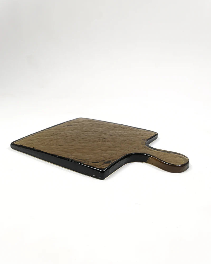 Handblown Hammered Glass Serving Board, Handmade in Firozabad, India