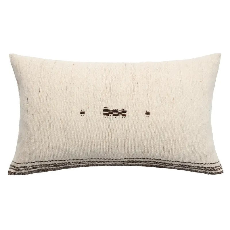 Caeous Pillow, 13" x 25" 100% Wool, Hand Spun in India