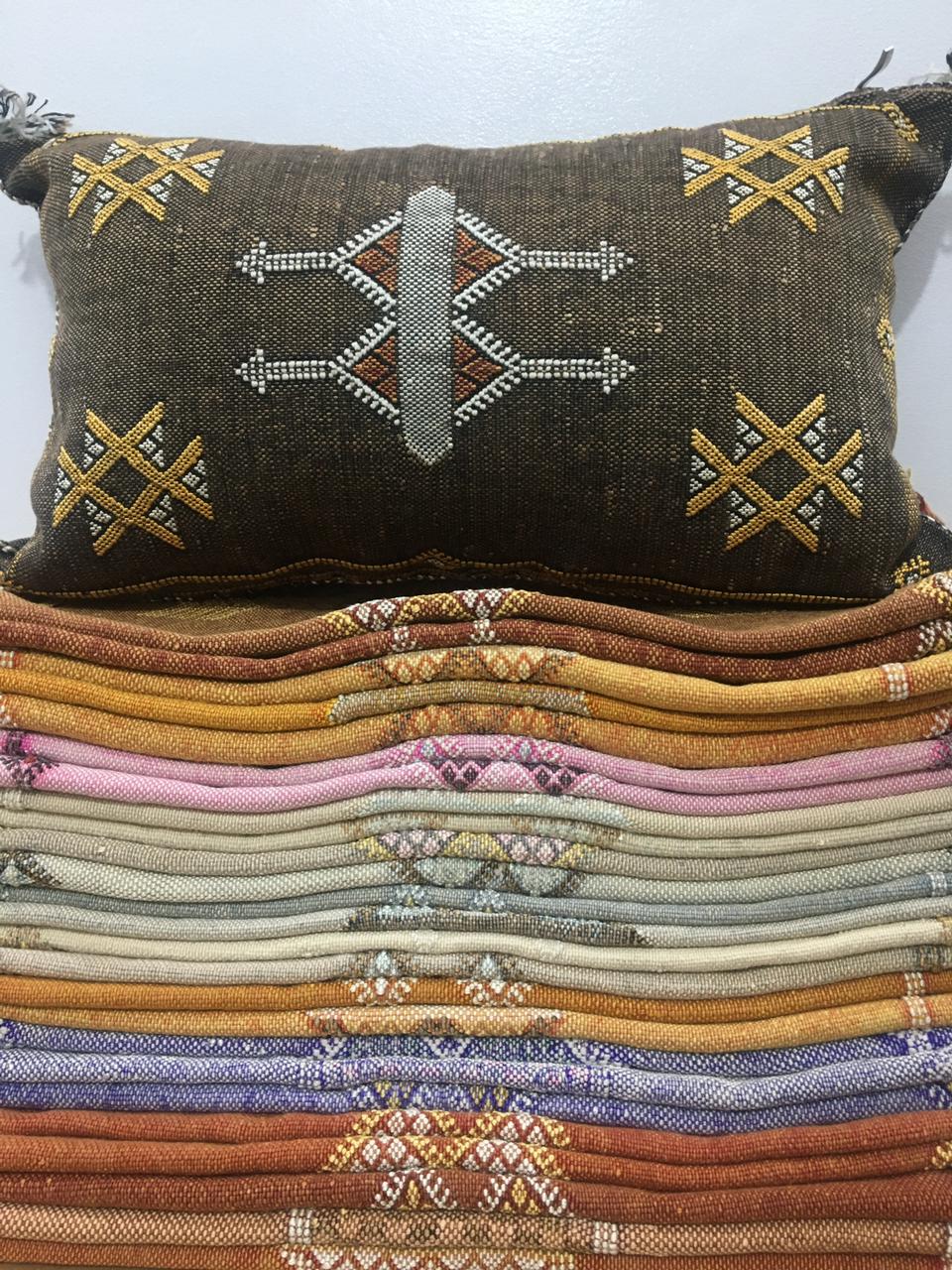 Cactus Silk Pillow Cover, Lumbar Terracotta, Handmade in Morocco