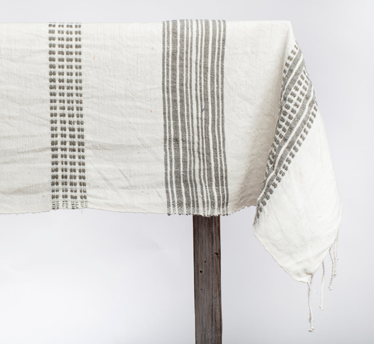 Handwoven Cotton Aden Tablecloth Grey, Handmade in Ethiopia