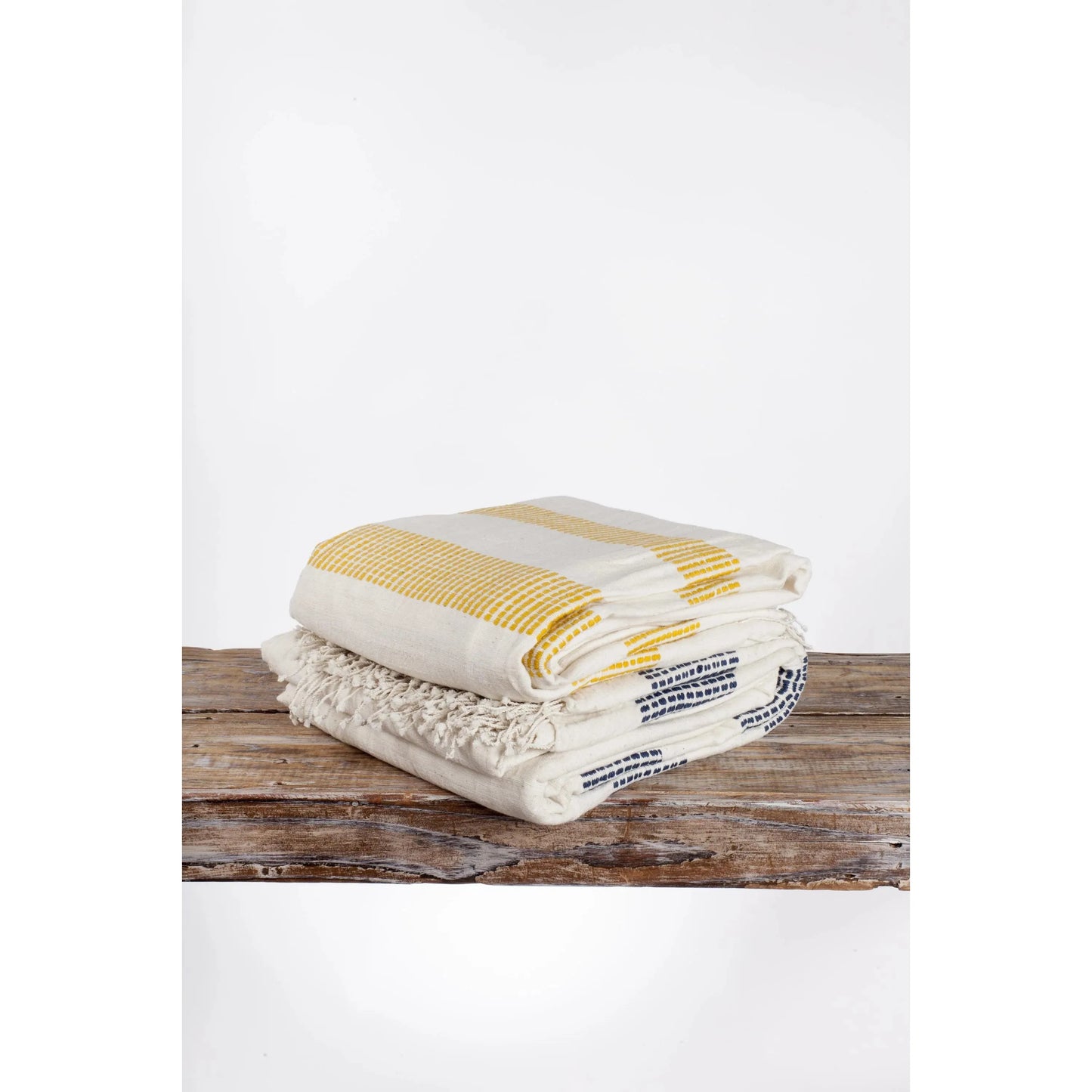3 PANEL DOTTED COTTON BLANKET, YELLOW HANDMADE IN ETHIOPIAN