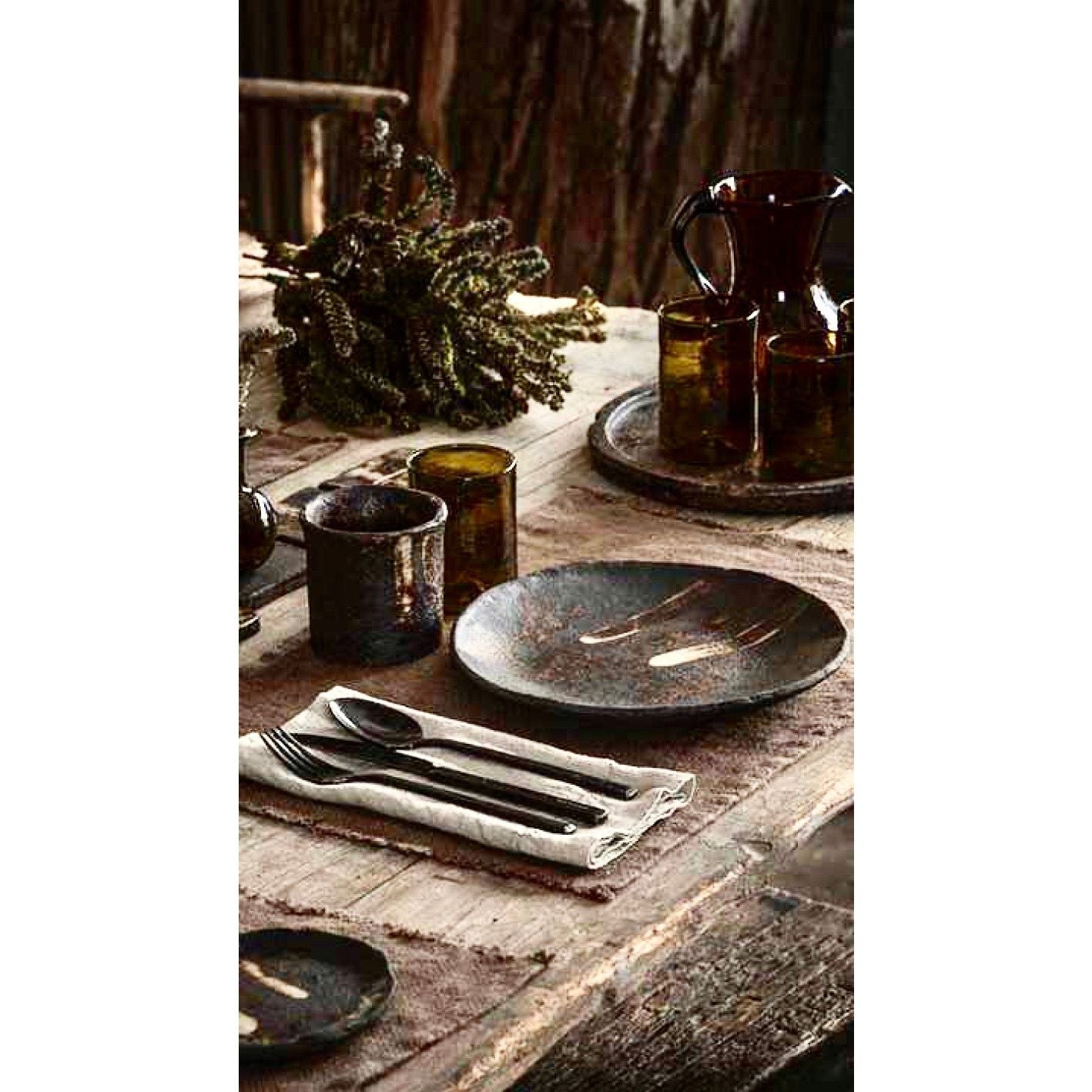 Samekh Ceramic 12" Serving Plate, Set of 2 Handmade in France