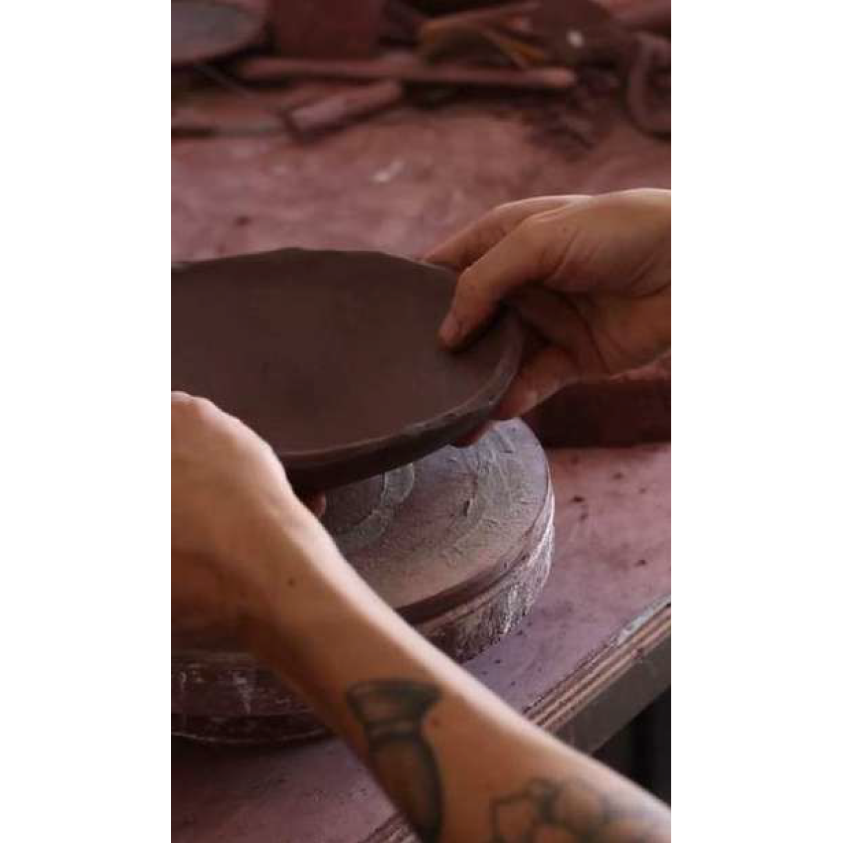 Samekh Ceramic Square Plate, Set of 4 Handmade in France