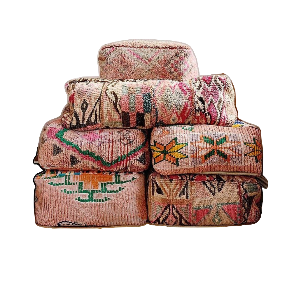 Moroccan Beniourain Pouf, Asst Colors, Handmade in Morocco