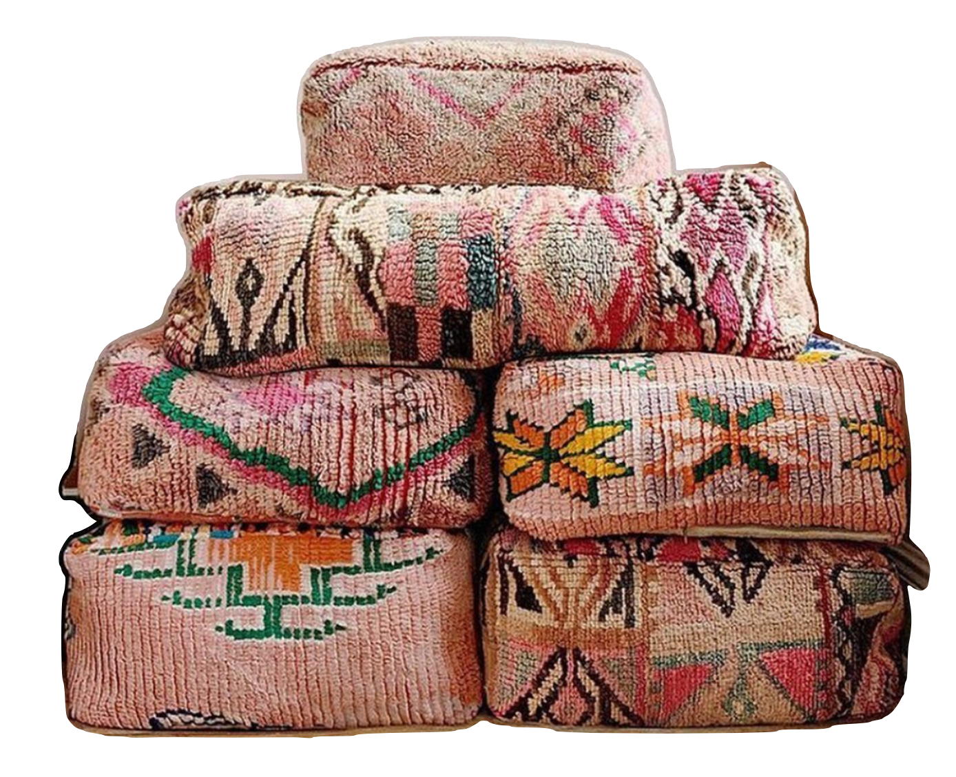 Moroccan Beniourain Pouf, Asst Colors, Handmade in Morocco