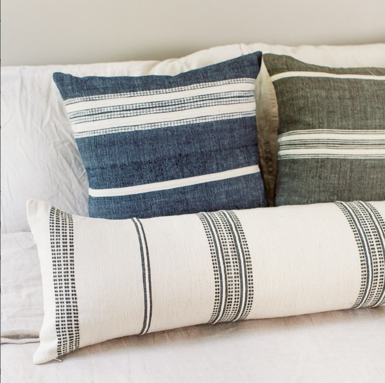 18" ADEN THROW PILLOW, NAVY WITH NATURAL, HANDMADE IN ETHIOPIA