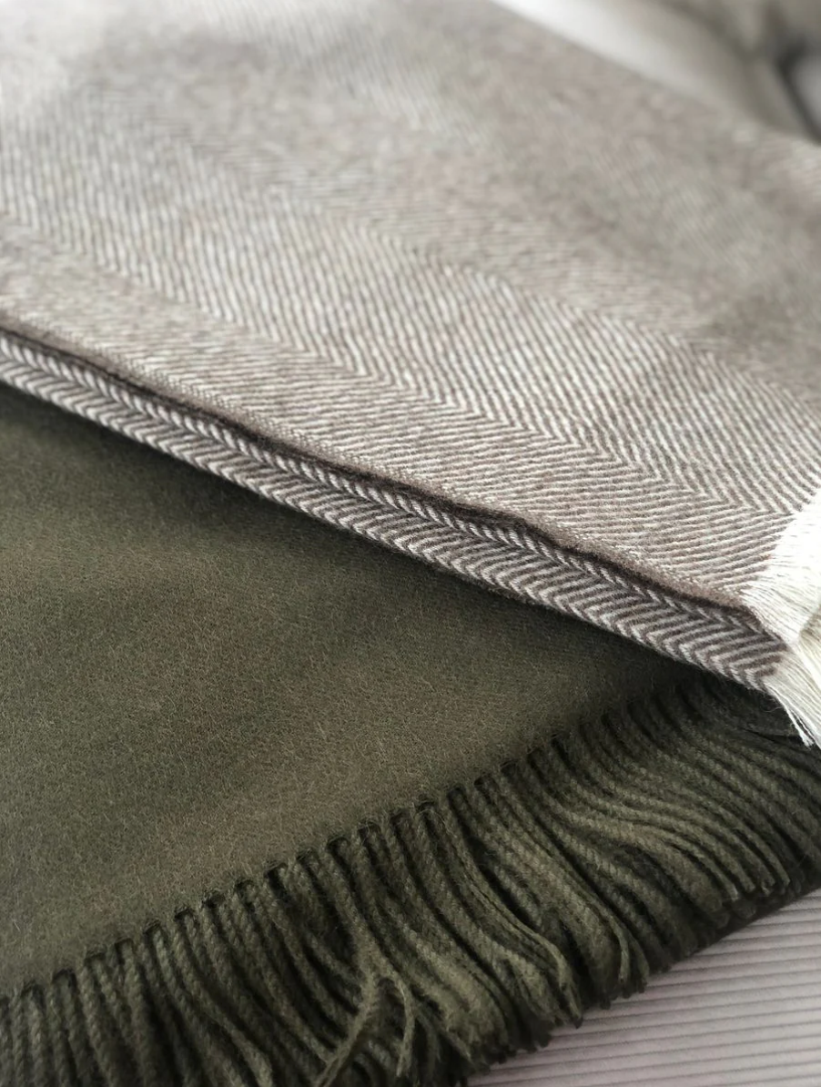 Sidsley Throw 100% Alpaca Wool Herringbone, Handmade Andes Mountains of Peru