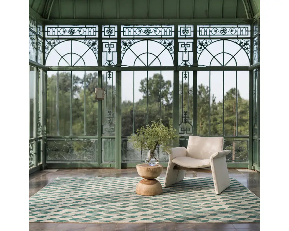 Tessera Rug- Green, Artisan Made in India