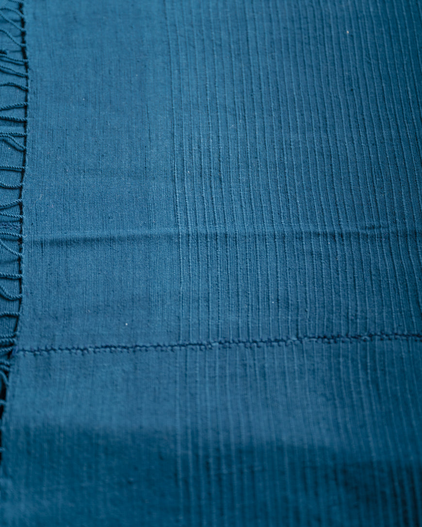 3 PANEL SOLID COTTON BLANKET, NAVY HANDMADE IN ETHIOPIAN