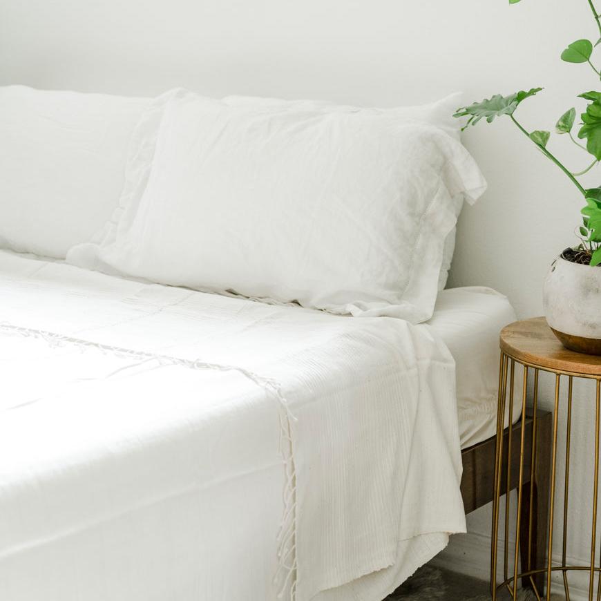 3 PANEL SOLID COTTON BLANKET, NATURAL HANDMADE IN ETHIOPIAN