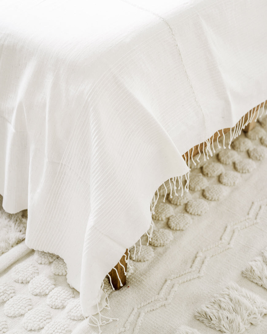 3 PANEL SOLID COTTON BLANKET, NATURAL HANDMADE IN ETHIOPIAN