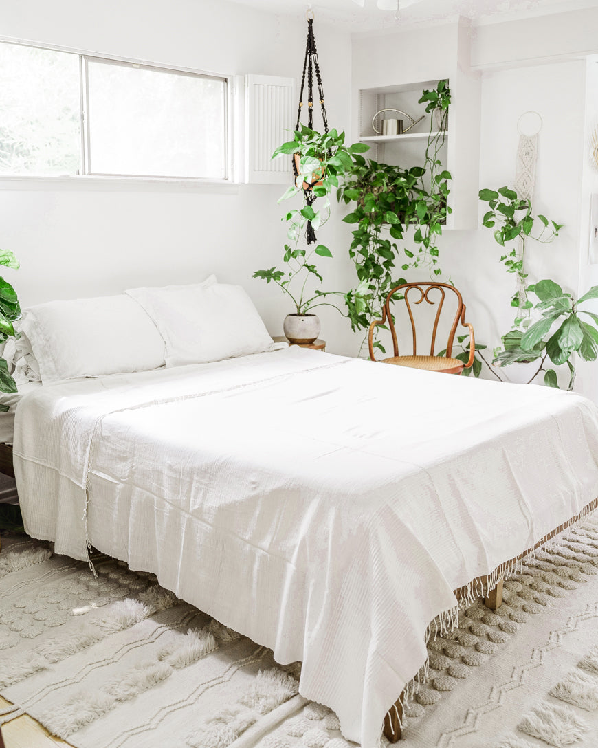 3 PANEL SOLID COTTON BLANKET, NATURAL HANDMADE IN ETHIOPIAN