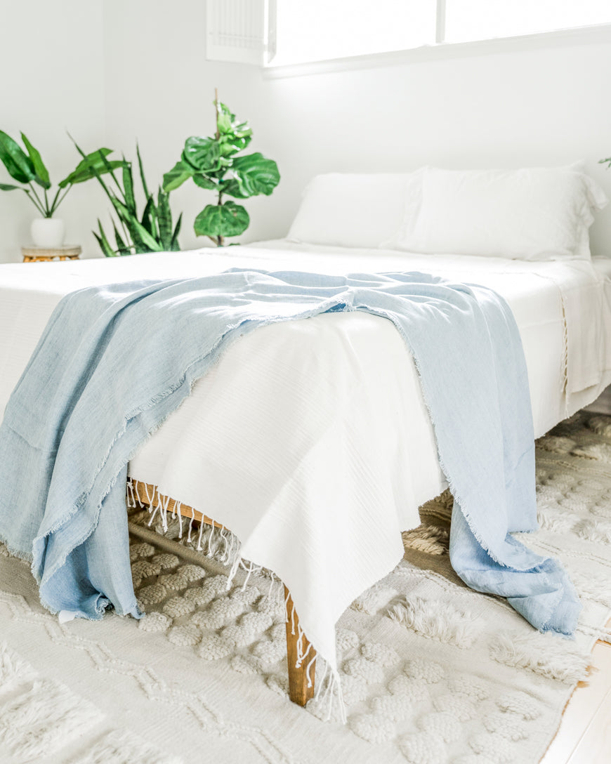 3 PANEL SOLID COTTON BLANKET, NATURAL HANDMADE IN ETHIOPIAN