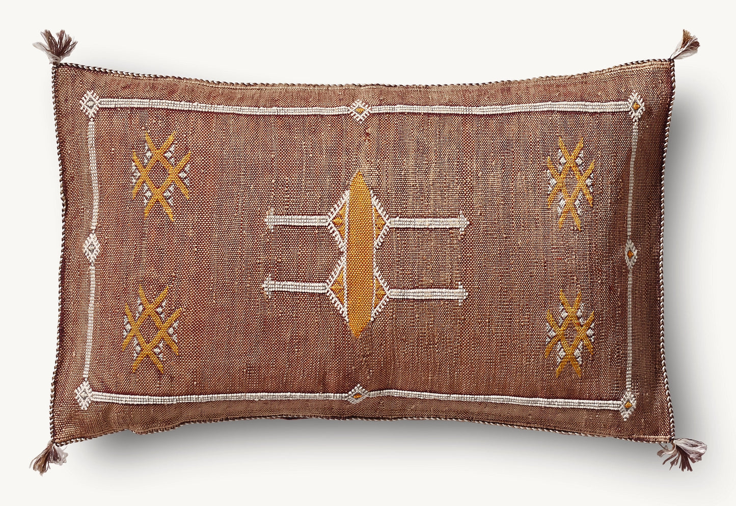 Cactus Silk Pillow Cover, Lumbar Terracotta, Handmade in Morocco