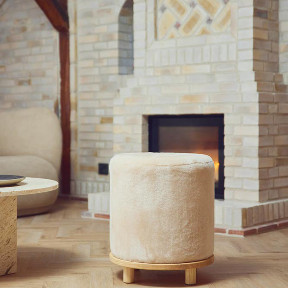 Simon Upholstered Stool New Zealand Sheepskin Made in Denmark