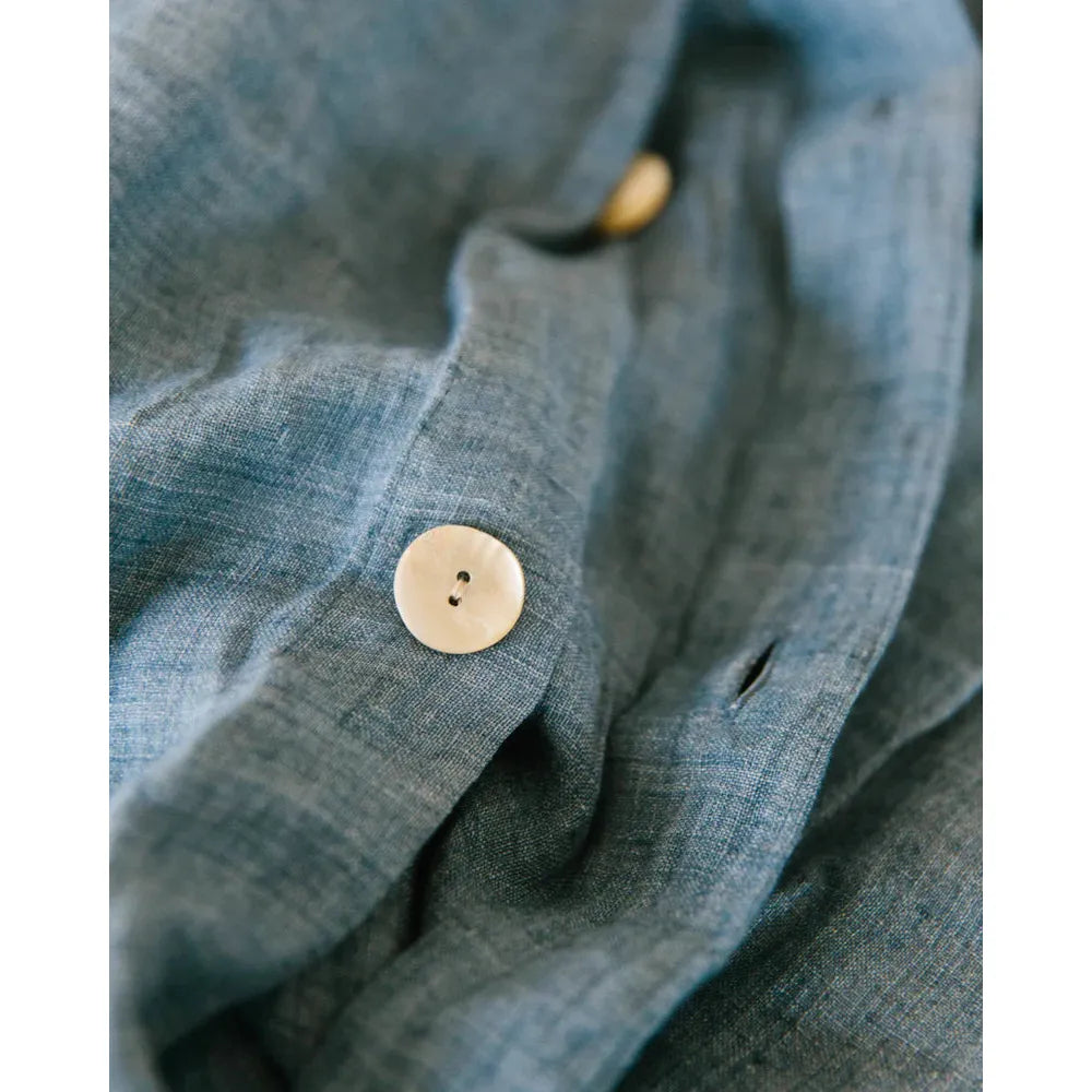 LINEN DUVET COVER SET DENIM BLUE HANDMADE IN KERALA, INDIA