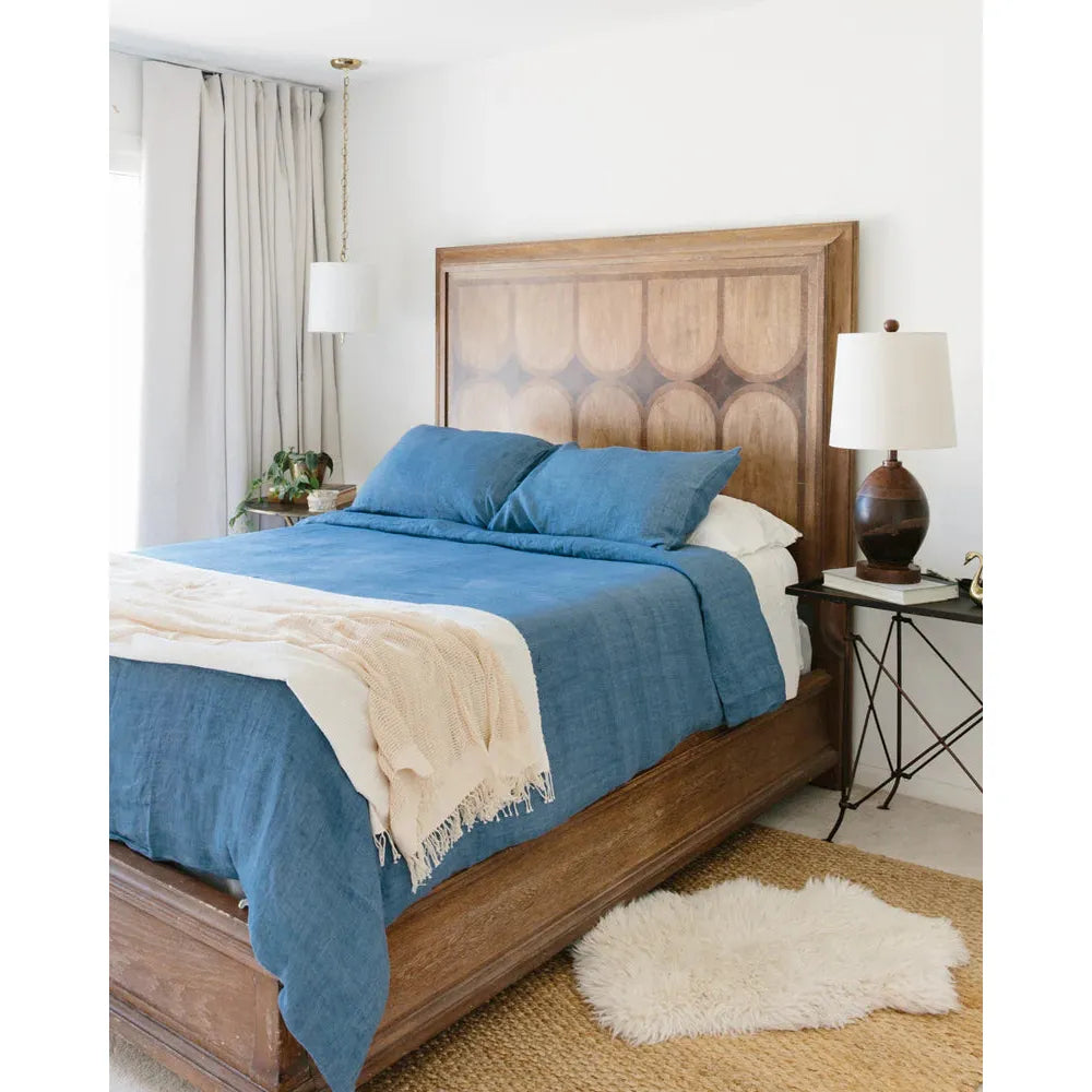 LINEN DUVET COVER SET DENIM BLUE HANDMADE IN KERALA, INDIA