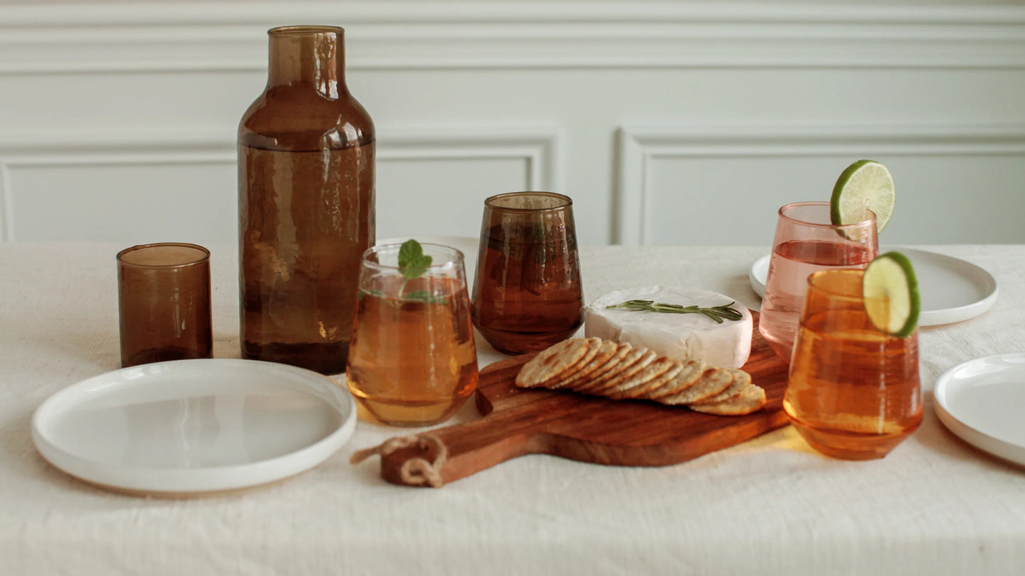 Handblown Hammered Glass Carafe, Made in India