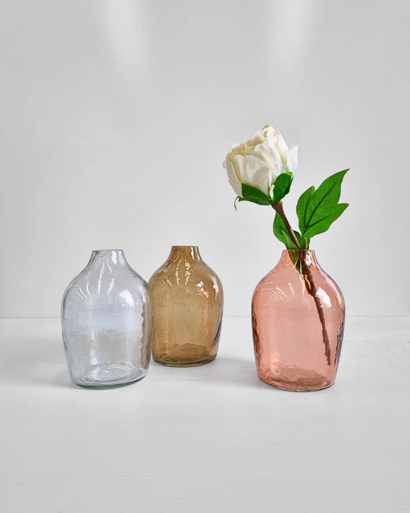 Sienna Handblown Hammered Bud Vase Med,  Handmade in Firozabad, India