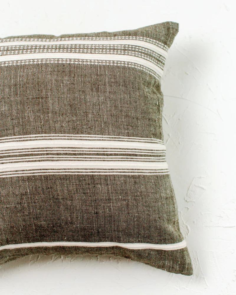 18" ADEN THROW PILLOW, GREY WITH NATURAL, HANDMADE IN  ETHIOPIA