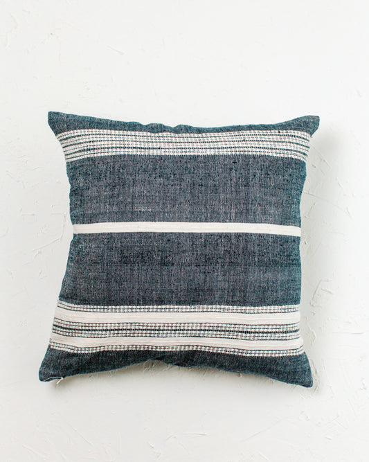 18" ADEN THROW PILLOW, NAVY WITH NATURAL, HANDMADE IN  ETHIOPIA