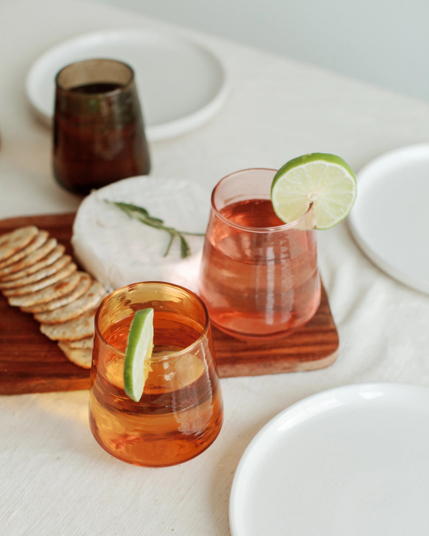 Pair of Handblown Hammered Glass Tumblers, Made in India