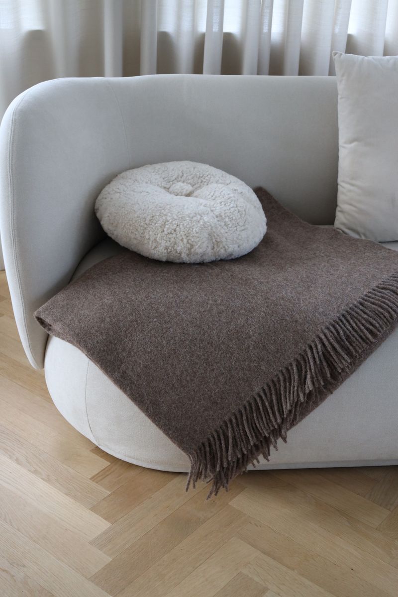 Round Sheepskin Cushion Double sided 16"