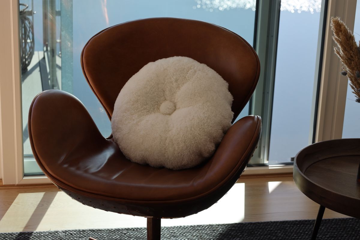 Round Sheepskin Cushion Double sided 16"