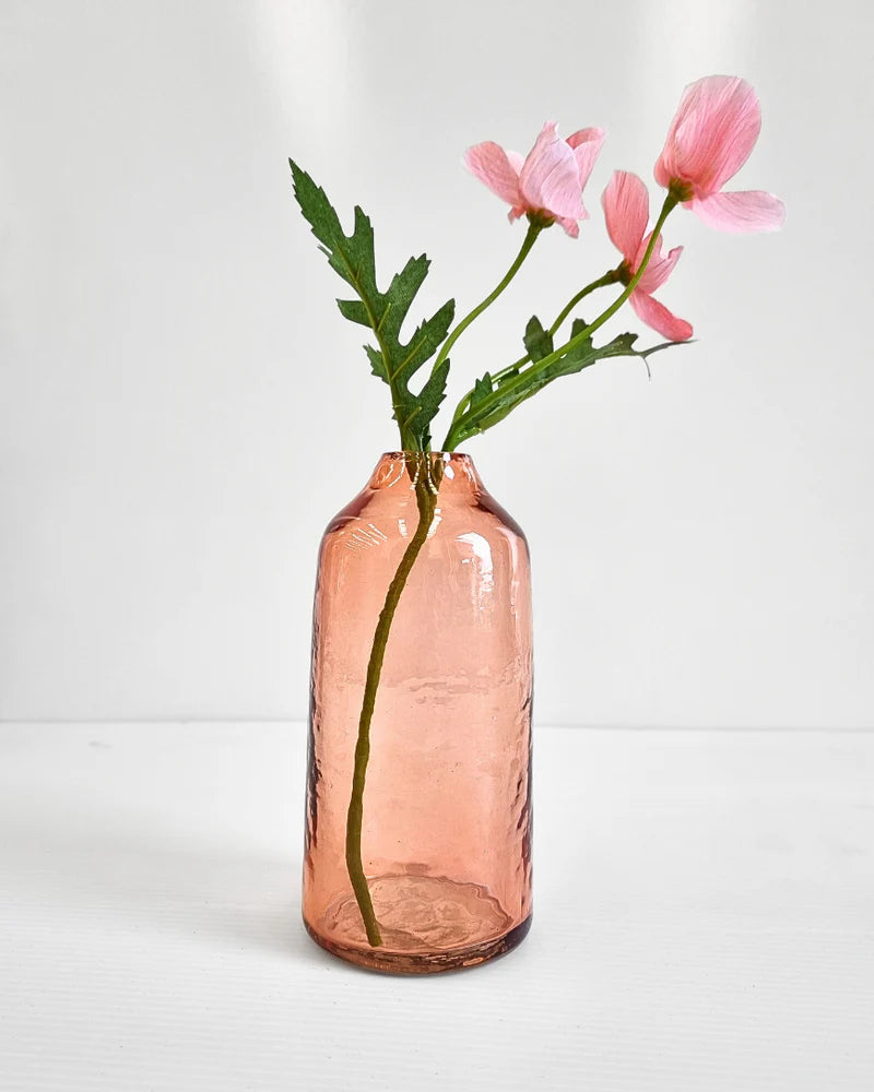 Sienna Handblown Hammered Bud Vase Large,  Handmade in Firozabad, India