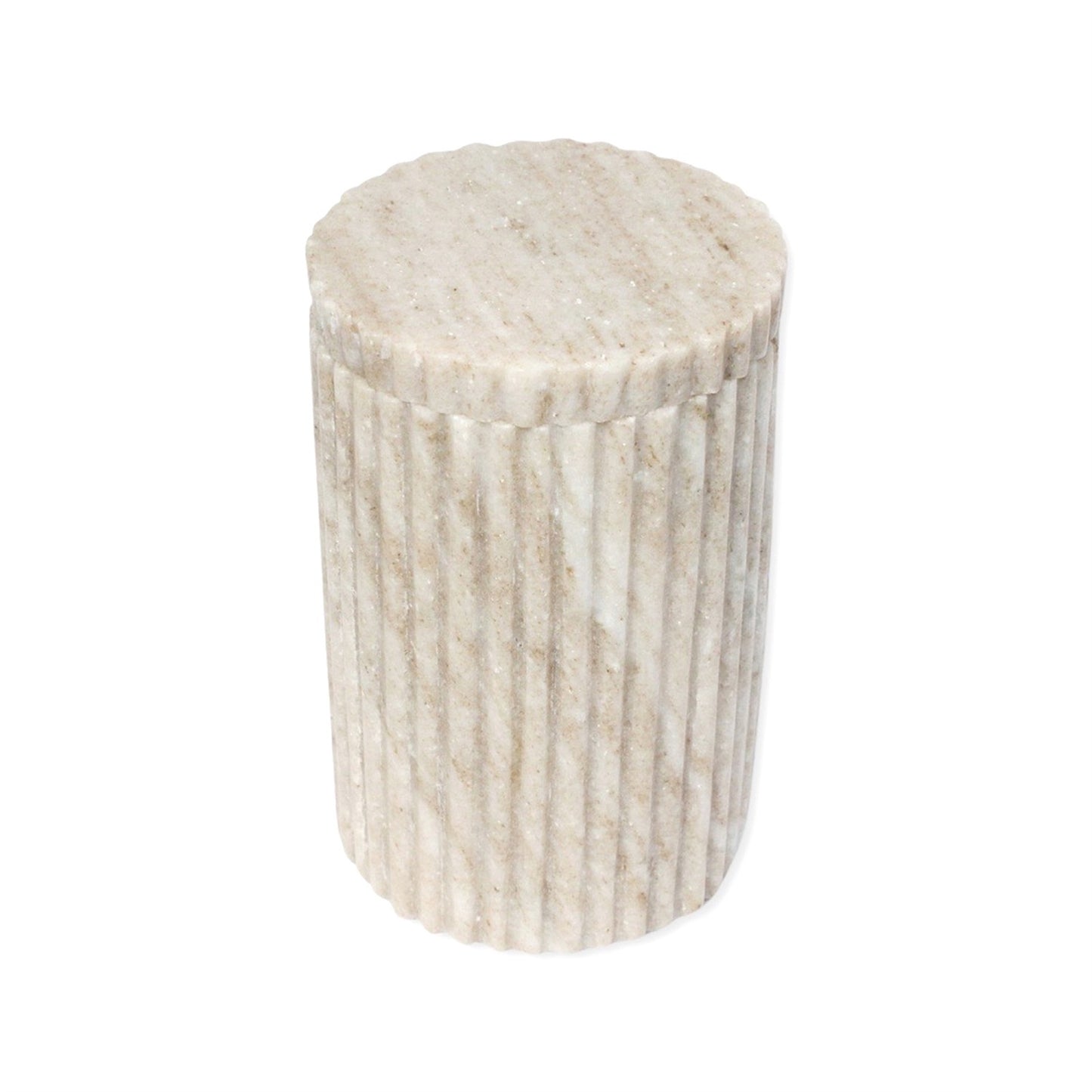 Beige Marble Canister with Grooving, 6"