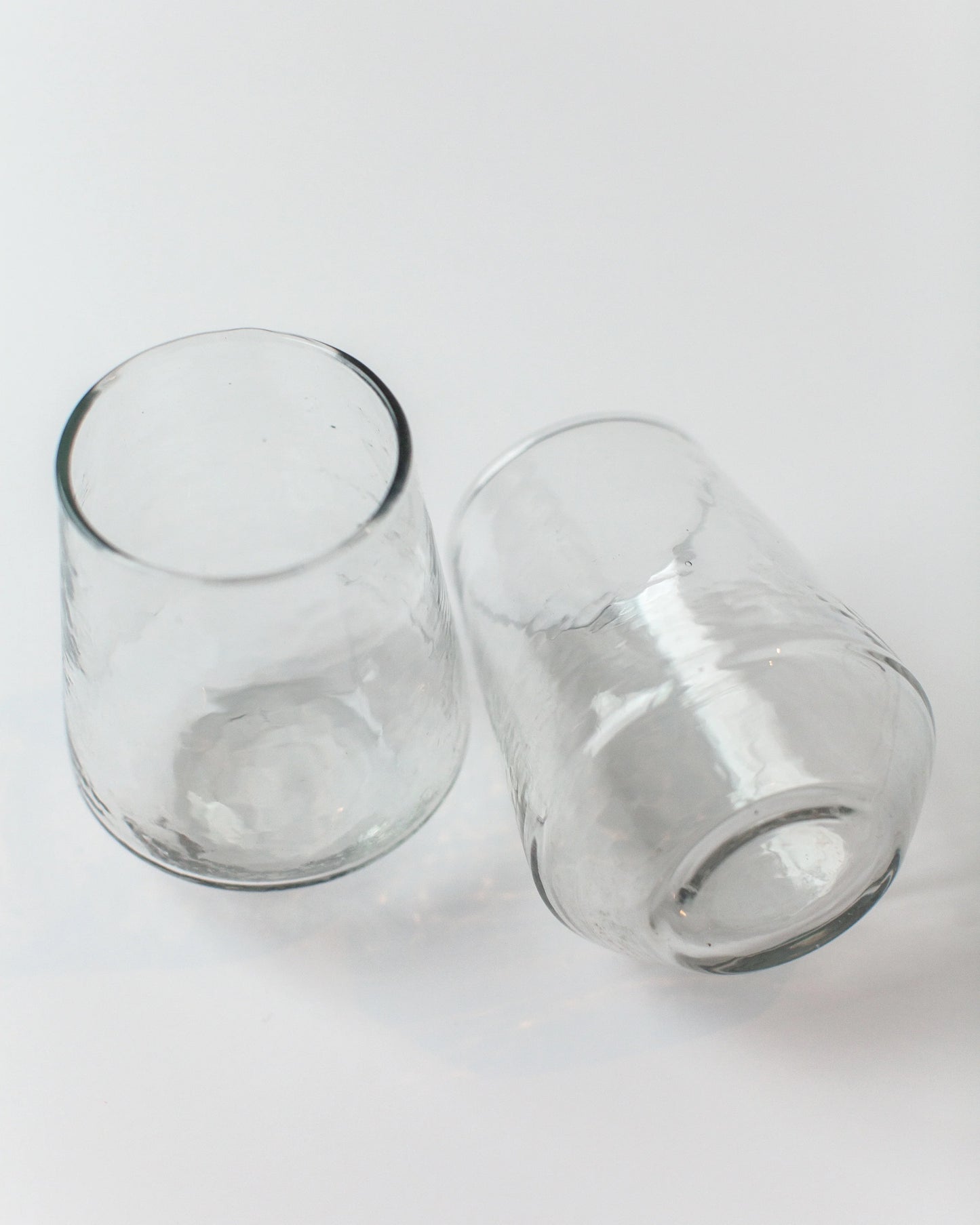 Pair of Handblown Hammered Glass Tumblers, Made in India