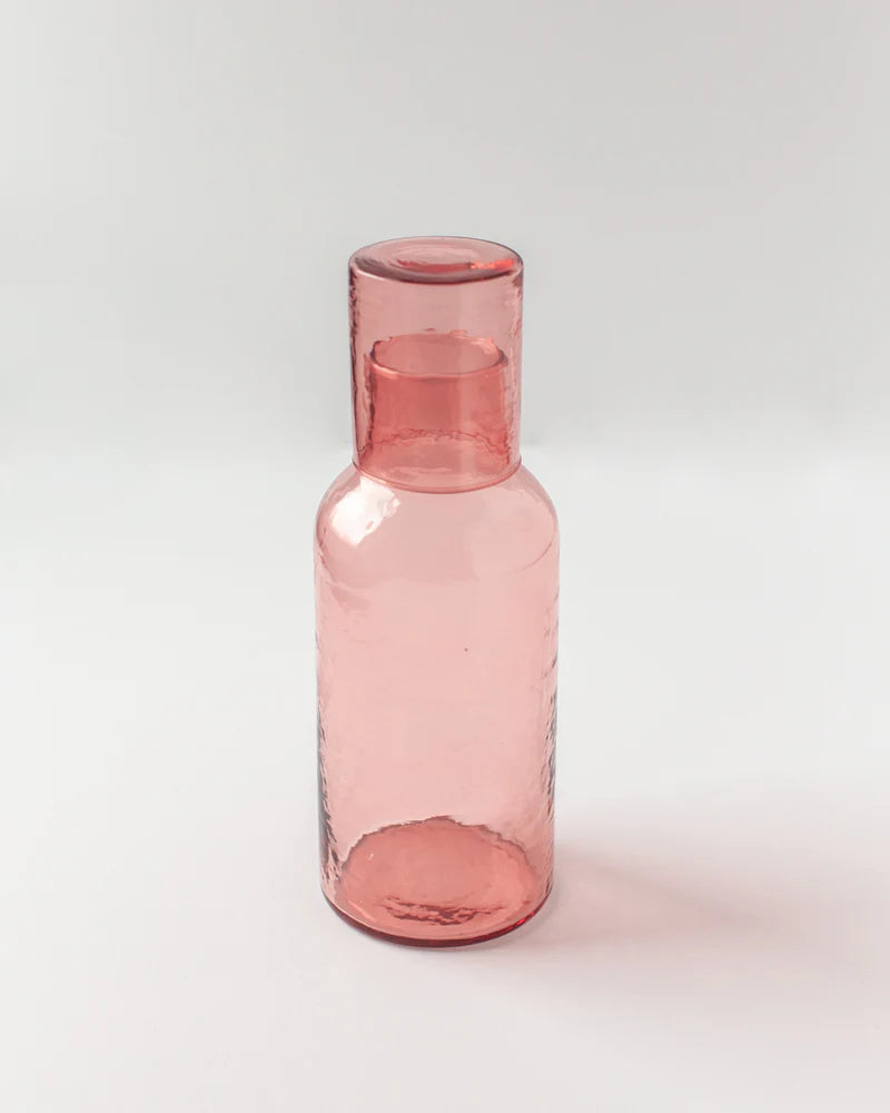 Handblown Hammered Glass Carafe, Made in India