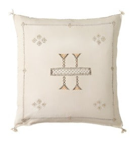 Cactus Silk Pillow Cover Cream, Handmade in Marrakesh, Morocco