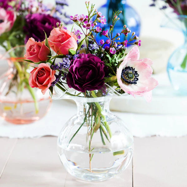 Hibiscus Glass Clear Bud Vase,  Handmade in Tuscany