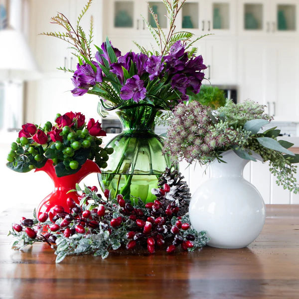 Hibiscus Glass Clear Bud Vase,  Handmade in Tuscany