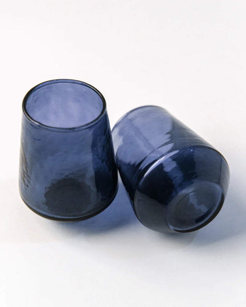 Pair of Handblown Hammered Glass Tumblers, Made in India