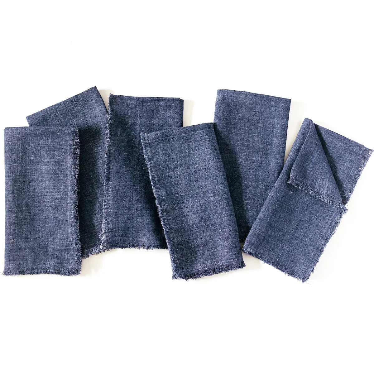 Stonewashed Linen Frayed Dinner Napkins, Handmade in Kerala, India