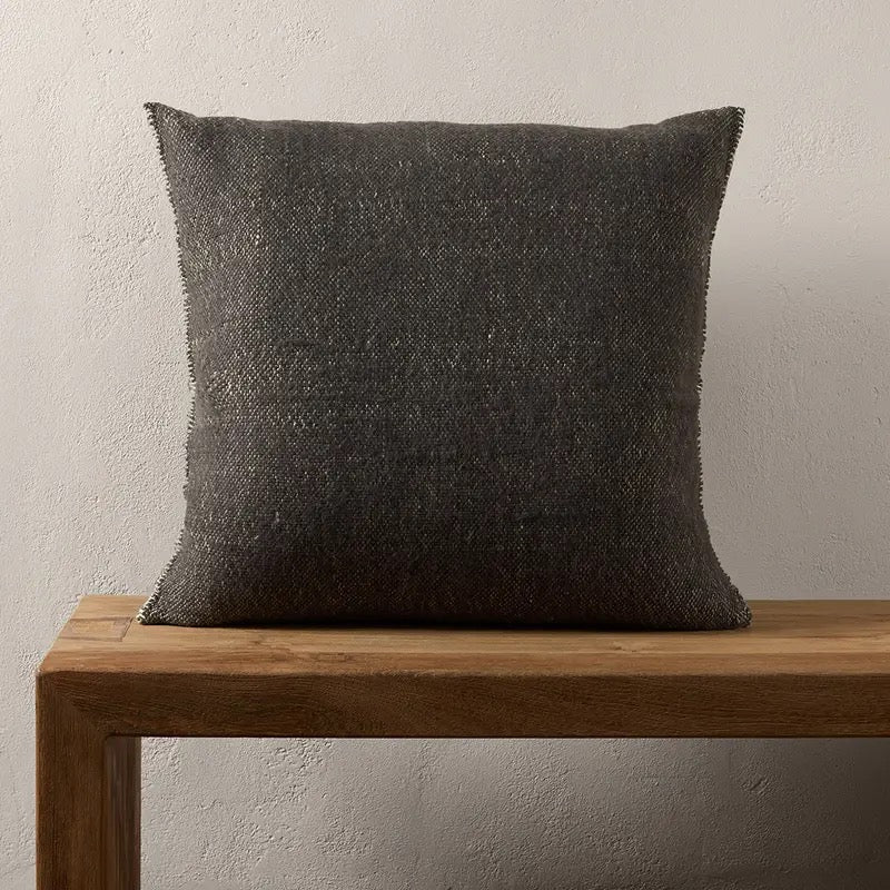 Jirina Pillow, Charcoal 26 x 26" 100% Wool, Hand Spun in India