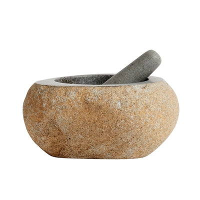 Valley Indonesian River Stone Mortar, Natural