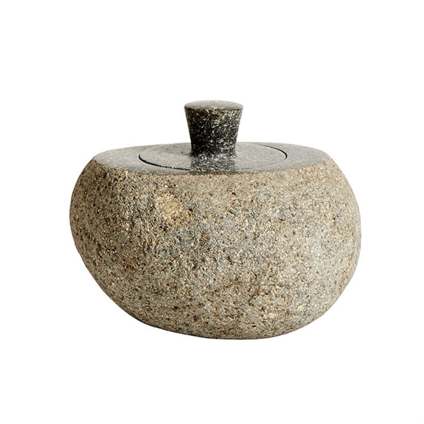 Valley Indonesian River Stone Jar w/ Lid Grey Natural