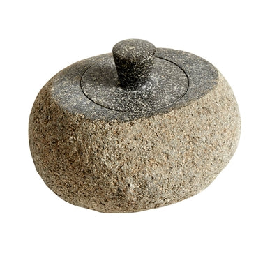 Valley Indonesian River Stone Jar w/ Lid Grey Natural