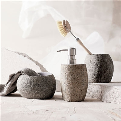 Valley Indonesian River Stone Soap Dispenser, Grey Natural